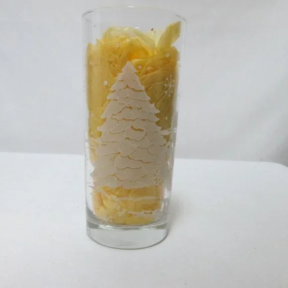 Vintage Cristal D'Arque Christmas Frosted Sleighride glass tumbler 6" Set 5